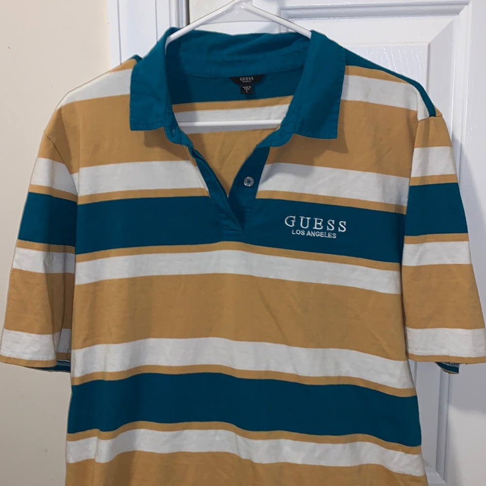 Guess collared striped short sleeve dress